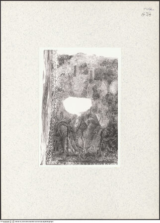 Vorderseite von Ventura, L. [https://www.deutsche-digitale-bibliothek.de/content/lizenzen/rv-ez/] Szenen aus dem Buch Genesis und aus dem Leben von Christus (erste und zweite Schicht)Mittelschiff, Ostgewölbe: das Anastasis, das Pfingsten, die Geburt Christi und der Hinweis an die Hirten - Pfingsten (Südseite, oben), Detail: Apostel links, bh436142_recto. Foto: Ventura, L..