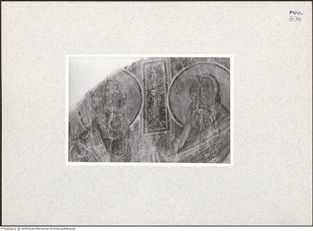 Vorderseite von Safran, Linda [https://www.deutsche-digitale-bibliothek.de/content/lizenzen/rv-ez/] Szenen aus dem Buch Genesis und aus dem Leben von Christus (erste und zweite Schicht)Mittelschiff, Ostgewölbe: das Anastasis, das Pfingsten, die Geburt Christi und der Hinweis an die Hirten - Pfingsten (Nordseite, oben), Detail: zwei Apostel links, bh436163_recto. Foto: Safran, Linda.