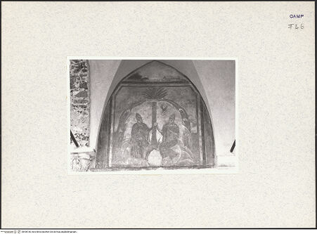 Vorderseite von Pace, Valentino [https://www.deutsche-digitale-bibliothek.de/content/lizenzen/rv-fz/] Vier Szenen aus dem Leben der heiligen Einsiedler Antonius Abbas und PaulusDrittes Joch: Antonius und Paulus werden von einem Raben gespeist - Gesamtansicht (nach der Restaurierung), bh436180_recto. Foto: Pace, Valentino.