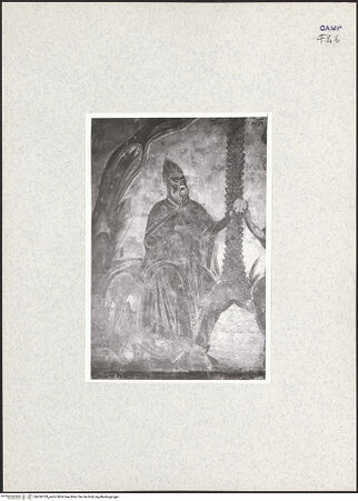 Vorderseite von Pace, Valentino [https://www.deutsche-digitale-bibliothek.de/content/lizenzen/rv-fz/] Vier Szenen aus dem Leben der heiligen Einsiedler Antonius Abbas und PaulusDrittes Joch: Antonius und Paulus werden von einem Raben gespeist - Detail: heiliger Antonius (nach der Restaurierung), bh436183_recto. Foto: Pace, Valentino.