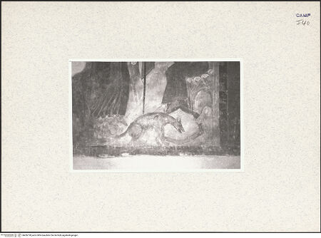 Vorderseite von Pace, Valentino [https://www.deutsche-digitale-bibliothek.de/content/lizenzen/rv-fz/] Vier Szenen aus dem Leben der heiligen Einsiedler Antonius Abbas und PaulusErstes Joch: Der heilige Antonius begegnet dem Sartyr und der heilige Antonius erreicht die Höhle des heiligen Paulus - Höhle des Paulus, Detail (nach der Restaurierung), bh436190_recto. Foto: Pace, Valentino.