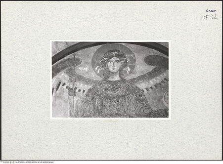 Vorderseite von Pace, Valentino [https://www.deutsche-digitale-bibliothek.de/content/lizenzen/rv-fz/] PortalUntere Lünette: Erzengel Michael als Halbfigur - Ausschnitt (nach der Restaurierung), bh436194_recto. Foto: Pace, Valentino.