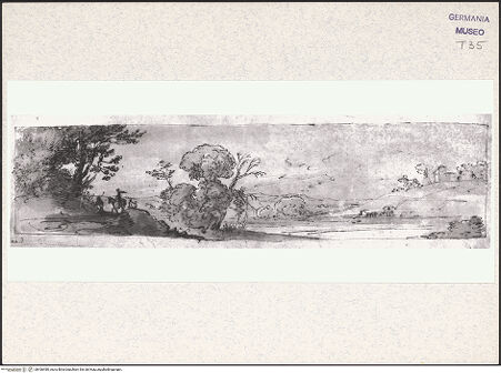 Vorderseite von Martin von Wagner Museum [https://www.deutsche-digitale-bibliothek.de/content/lizenzen/rv-ez/] Flusslandschaft mit Figuren - , bh436480_recto. Foto.