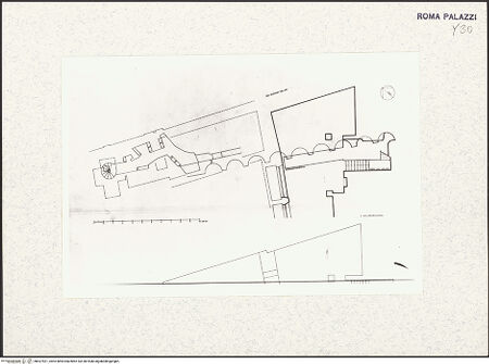 Vorderseite von Bibliotheca Hertziana [https://www.deutsche-digitale-bibliothek.de/content/lizenzen/rv-fz/] Dokumentation: Pläne und Grundrisse - Plan, Ausgrabungen von 1968 (Zeichnung von G. Kaster), bh437521_recto. Foto.