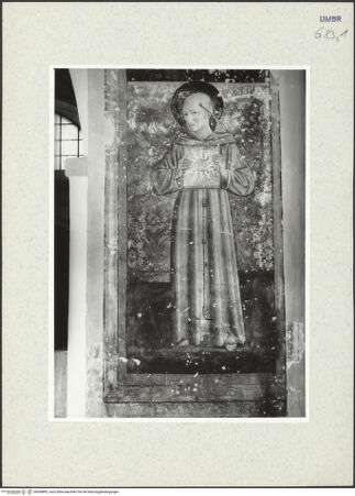 Vorderseite von Museum [https://www.deutsche-digitale-bibliothek.de/content/lizenzen/rv-ez/] Szenen aus dem Leben des heiligen Bernhard, Kirchenväter und HeiligeSegnender Christus, Madonna und Heilige - Detail: heiliger Bernhard, bh438893_recto. Foto.