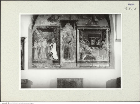 Vorderseite von Museum [https://www.deutsche-digitale-bibliothek.de/content/lizenzen/rv-ez/] Szenen aus dem Leben des heiligen Bernhard, Kirchenväter und HeiligeDer heilige Bernhard und zwei Szenen aus seinem Leben - Gesamtansicht, bh438935_recto. Foto.