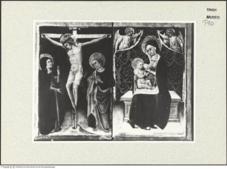 Vorderseite von Museum [https://www.deutsche-digitale-bibliothek.de/content/lizenzen/rv-ez/] Szenen aus dem Leben ChristiDie Kreuztragung; Die Kreuzigung; Maria mit dem Kind - Kreuzigung Christi; Maria mit dem Kind, bh438946_recto. Foto.