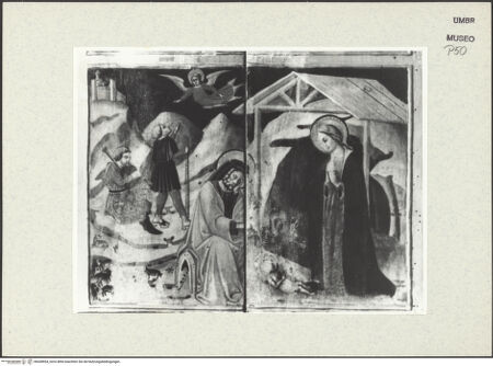 Vorderseite von Museum [https://www.deutsche-digitale-bibliothek.de/content/lizenzen/rv-ez/] Szenen aus dem Leben ChristiDie Verkündigung; Die Anbetung des Christuskindes durch Maria - Anbetung des Christuskindes, bh438954_recto. Foto.