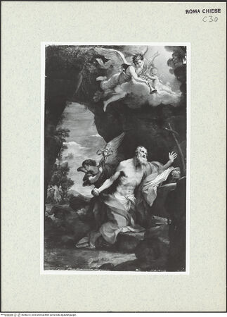 Vorderseite von Sopr. Beni Artistici Storici Roma [https://www.deutsche-digitale-bibliothek.de/content/lizenzen/rv-ez/] Der Heilige Eustachius als Eremit - Gesamtansicht, bh440073_recto. Foto.