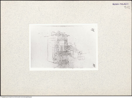 Vorderseite von Bibliotheca Hertziana [https://rightsstatements.org/page/CNE/1.0/] Palazzo Zuccari mit Tempietto - , bh440182_recto. Foto.