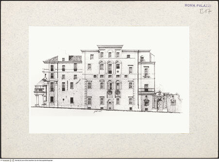 Vorderseite von Bibliotheca Hertziana [http://creativecommons.org/publicdomain/mark/1.0/] Palazzo Zuccari, Fassade zur Via Gregoriana - , bh440204_recto. Foto.