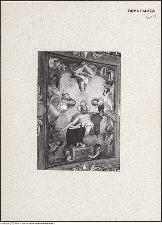 Vorderseite von Bibliotheca Hertziana [https://www.deutsche-digitale-bibliothek.de/content/lizenzen/rv-fz/] Personifikationen der Künste (Mitte) und Wissenschaften (Außenfelder)Mittelbild: Die Personifikationen des Disegno und der Künste Architektur, Malerei, Skulptur - , bh440218_recto. Foto.