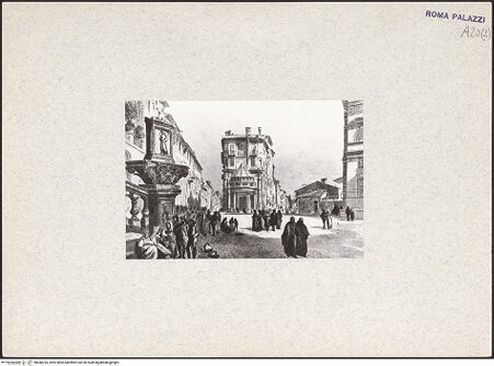 Vorderseite von Bibliotheca Hertziana [https://www.deutsche-digitale-bibliothek.de/content/lizenzen/rv-fz/] Ansicht der Piazza Trinità dei Monti mit dem Palazzo Zuccari - , bh440235_recto. Foto.