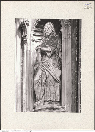 Vorderseite von Bibliotheca Hertziana [https://www.deutsche-digitale-bibliothek.de/content/lizenzen/rv-fz/] WandaltarDer Apostel Jakobus der Jüngere - Seitenansicht, bh441446_recto. Foto.