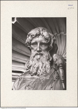 Vorderseite von Bibliotheca Hertziana [https://www.deutsche-digitale-bibliothek.de/content/lizenzen/rv-fz/] WandaltarDer Apostel Simon - Detail: Kopf, bh441452_recto. Foto.