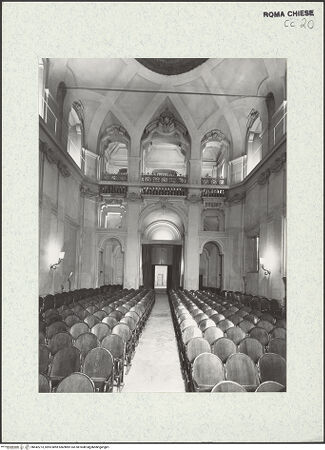 Vorderseite von Bibliotheca Hertziana [https://www.deutsche-digitale-bibliothek.de/content/lizenzen/rv-fz/] Santa Maria in VallicellaOratorio di San Filippo NeriSala Borromini - Eingangswand mit Emporen, bh442273_recto. Foto: Savio, Oscar.