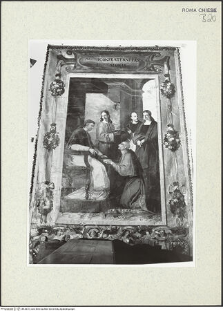 Vorderseite von Sopr. BAS ROMA [https://www.deutsche-digitale-bibliothek.de/content/lizenzen/rv-ez/] Clemens IV. erkennt die Regel des heiligen Bonaventura von Bagnoreggio an - , bh443072_recto. Foto.