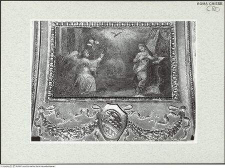 Vorderseite von Sopr. BAS ROMA [https://www.deutsche-digitale-bibliothek.de/content/lizenzen/rv-ez/] Zyklus zur Geburt Christi - Links: Verkündigung, bh443081_recto. Foto.