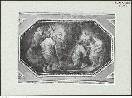 Vorderseite von Sopr. BAS ROMA [https://www.deutsche-digitale-bibliothek.de/content/lizenzen/rv-ez/] Zyklus zur Geburt Christi - Mitte: Anbetung der Könige, bh443082_recto. Foto.