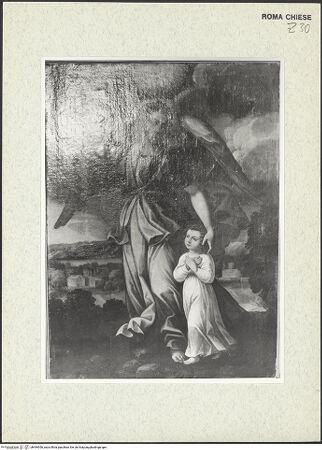 Vorderseite von Sopr. BAS ROMA [https://www.deutsche-digitale-bibliothek.de/content/lizenzen/rv-ez/] Schutzengel oder Tobias und der Engel? - , bh444056_recto. Foto.