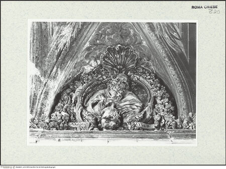 Vorderseite von Sopr. BAS ROMA [https://www.deutsche-digitale-bibliothek.de/content/lizenzen/rv-ez/] Stichkappen der Decke des Oratoriums: verschiedene Heilige, Kirchenväter und EvangelistenAmbrosius - Gesamtaufnahme, bh444661_recto. Foto.