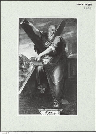 Vorderseite von Sopr. BAS ROMA [https://www.deutsche-digitale-bibliothek.de/content/lizenzen/rv-ez/] Der heilige Andreas - Gesamtaufnahme, bh444694_recto. Foto.