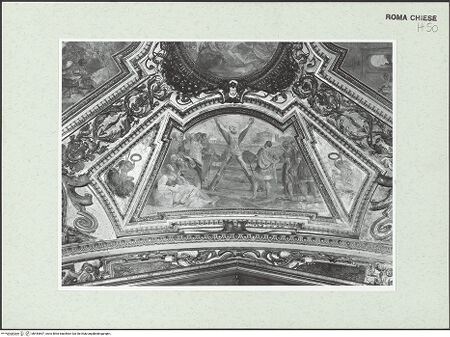 Vorderseite von Sopr. BAS ROMA [https://www.deutsche-digitale-bibliothek.de/content/lizenzen/rv-ez/] Wand- und Deckenmalereien in der AndreaskapelleDeckenfresken in der Cappella di Sant'AndreaMartyrium des Andreas - Andreas am Kreuz, bh444697_recto. Foto.