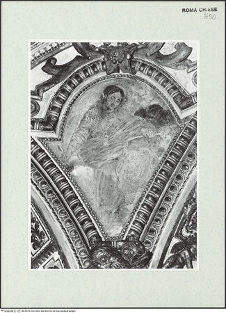 Vorderseite von Sopr. BAS ROMA [https://www.deutsche-digitale-bibliothek.de/content/lizenzen/rv-ez/] Wand- und Deckenmalereien in der AndreaskapelleDeckenfresken in der Cappella di Sant'AndreaDie vier Evangelisten - Johannes, bh444706_recto. Foto.