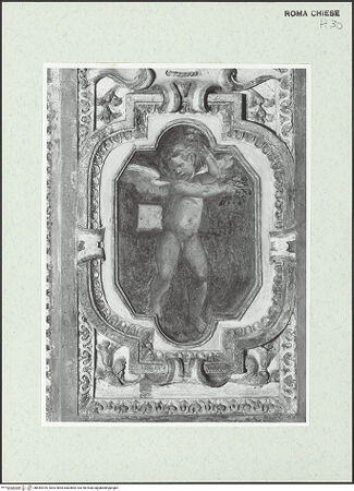 Vorderseite von Sopr. BAS ROMA [https://www.deutsche-digitale-bibliothek.de/content/lizenzen/rv-ez/] Wand- und Deckenmalereien in der AndreaskapellePilasterdekoration; Szenen aus dem Leben der Heiligen Franziskus und Franziska; Putti - Pilasterspiegel der Außenwand: Putto, bh444709_recto. Foto.