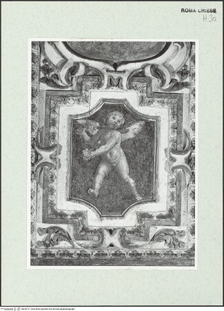 Vorderseite von Sopr. BAS ROMA [https://www.deutsche-digitale-bibliothek.de/content/lizenzen/rv-ez/] Wand- und Deckenmalereien in der AndreaskapellePilasterdekoration; Szenen aus dem Leben der Heiligen Franziskus und Franziska; Putti - Pilaster zum Mittelschiff hin rechts des Kapelleneingangs: Putto, bh444717_recto. Foto.