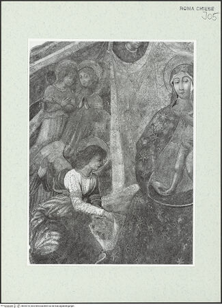 Vorderseite von Sopr. BAS ROMA [https://www.deutsche-digitale-bibliothek.de/content/lizenzen/rv-ez/] Madonna mit Engeln - Detail: Engel links der Madonna, bh444724_recto. Foto.