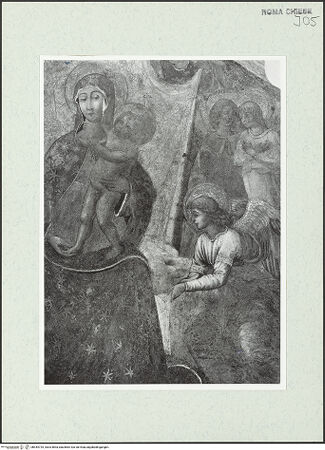 Vorderseite von Sopr. BAS ROMA [https://www.deutsche-digitale-bibliothek.de/content/lizenzen/rv-ez/] Madonna mit Engeln - Detail: Engel rechts der Madonna, bh444725_recto. Foto.