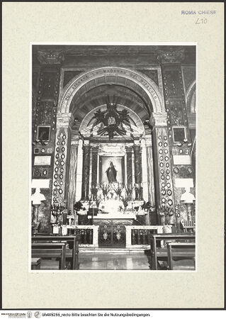 Vorderseite von Sopr. BAS ROMA [https://www.deutsche-digitale-bibliothek.de/content/lizenzen/rv-ez/] Sant'Andrea delle FratteCappella della Madonna del Miracolo - Gesamtansicht vom Langhaus, bh445255_recto. Foto.