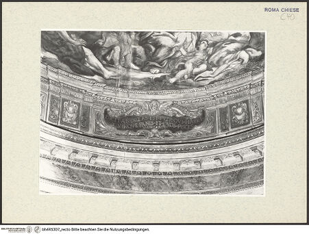 Vorderseite von Sopr. BAS ROMA [https://www.deutsche-digitale-bibliothek.de/content/lizenzen/rv-ez/] Die wundersame Vermehrung von Brot und Fisch - Detail: Inschrift, bh445307_recto. Foto.