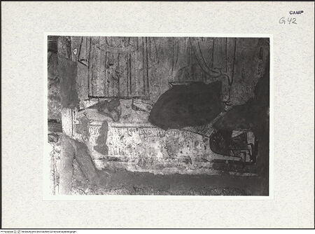 Vorderseite von Istituto di Storia dell'Arte dell'Università di Roma, La Sapienza [https://www.deutsche-digitale-bibliothek.de/content/lizenzen/rv-ez/] FreskenzyklusHeilige Benedikt und Renatus - Detail mit Inschrift, bh445649_recto. Foto.