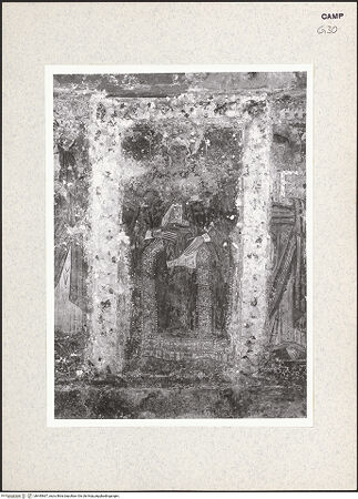 Vorderseite von Istituto di Storia dell'Arte dell'Università di Roma, La Sapienza [https://www.deutsche-digitale-bibliothek.de/content/lizenzen/rv-ez/] WandbildzyklusThronende Madonna zwischen Heiligen - Madonna (vor der Restaurierung), bh445667_recto. Foto.