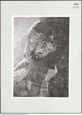 Vorderseite von Pace, Valentino [https://www.deutsche-digitale-bibliothek.de/content/lizenzen/rv-ez/] Zyklus der oberen KapelleHeiliger Nikolaus befreit drei Soldaten aus der Gefangenschaft, indem er Kaiser Konstantin und dem Eparchen im Traum erscheint - Heiliger Nikolaus erscheint dem Eparchen im Traum, Detail (nach der Restaurierung), bh445742_recto. Foto: Pace, Valentino.