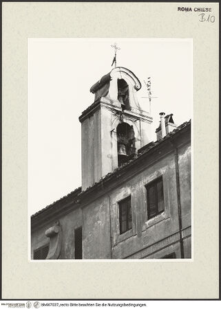 Vorderseite von Sopr BAS ROMA [https://www.deutsche-digitale-bibliothek.de/content/lizenzen/rv-ez/] San Gregorio della Divina Pietà - Glockenmauer, bh447037_recto. Foto.