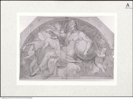 Vorderseite von Herzog Anton Ulrich-Museum [https://www.deutsche-digitale-bibliothek.de/content/lizenzen/rv-ez/] Lünettenentwurf: Sibylle und drei Engel - , bh447920_recto. Foto.