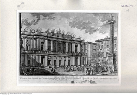 Vorderseite von Istituto Nazionale per la Grafica [http://creativecommons.org/publicdomain/mark/1.0/] Facciata posticcia in Piazza Colonna per il cardinale Francesco de Solis - , bh450227. Foto.