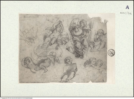 Vorderseite von Museum Kunstpalast [https://www.deutsche-digitale-bibliothek.de/content/lizenzen/rv-ez/] Putten und Engel (Nachzeichnung nach einem unbestimmten Vorbild) - , bh451366_recto. Foto.