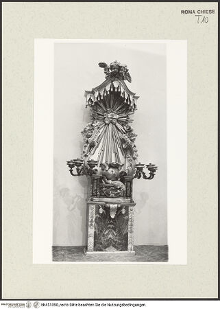 Vorderseite von Sopr. BAS ROMA [https://www.deutsche-digitale-bibliothek.de/content/lizenzen/rv-ez/] Thron für die Aussetzung des Allerheiligsten - , bh451890_recto. Foto.