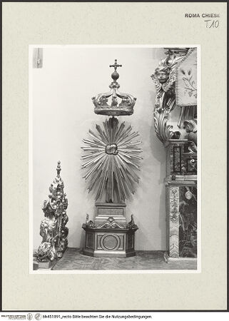 Vorderseite von Sopr. BAS ROMA [https://www.deutsche-digitale-bibliothek.de/content/lizenzen/rv-ez/] Thron für die Aussetzung des Allerheiligsten - , bh451891_recto. Foto.