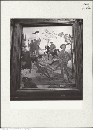 Vorderseite von Bibliotheca Hertziana [https://www.deutsche-digitale-bibliothek.de/content/lizenzen/rv-fz/] Coro dei Padri (Chor der Mönche)Kniebank mit MärtyrerdarstellungenBildfeld 11 und 12: Martyrium des heiligen Bartholomäus und des heiligen Johannes des Evangelisten - Martyrium des heiligen Bartholomäus, bh452807_recto. Foto: Zallinger zu Stillendorf, Marlies von.