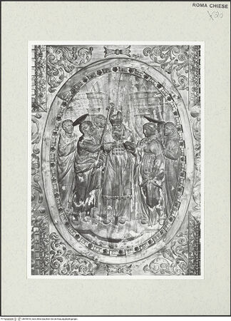 Vorderseite von Sopr. BAS ROMA [https://www.deutsche-digitale-bibliothek.de/content/lizenzen/rv-ez/] Holzdecke mit ReliefsVerlobung Mariae (zentrales Bildfeld) - , bh454510_recto. Foto.