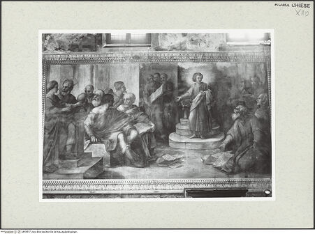 Vorderseite von Sopr. BAS ROMA [https://www.deutsche-digitale-bibliothek.de/content/lizenzen/rv-ez/] Zyklus mit Szenen des alten und des neuen TestamentsDer zwölfjährige Jesus im Tempel lehrend - , bh454517_recto. Foto.