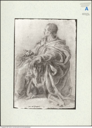 Vorderseite von Kupferstichkabinett Berlin SMB-PK [https://www.deutsche-digitale-bibliothek.de/content/lizenzen/rv-ez/] Sitzender Mann in weitem Gewand mit Redegestus, in Seitenansicht nach links - , bh455672_recto. Foto: Anders, Jörg P..