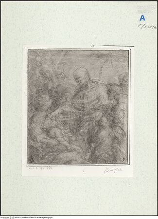 Vorderseite von Kupferstichkabinett Berlin SMB-PK [https://www.deutsche-digitale-bibliothek.de/content/lizenzen/rv-ez/] Ein Heiliger heilt(?) ein Kind durch Handauflegen - , bh455677_recto. Foto: Anders, Jörg P..