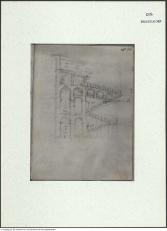 Vorderseite von Museum Kunstpalast [https://www.deutsche-digitale-bibliothek.de/content/lizenzen/rv-ez/] L'arte del disegno, e le vivezze dell'ingegno di Guglielmo della Porta celebre scultore, et architetto ... (2 Bände)Zweiter (kleiner) Band mit zwei Skizzenbüchern und einem angefügten KonvolutDas dritte Skizzenheft oder DiariumSeite 227: Das Flavische Amphitheater - , bh455894_recto. Foto.