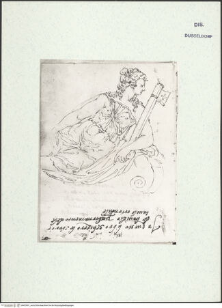 Vorderseite von Museum Kunstpalast [https://www.deutsche-digitale-bibliothek.de/content/lizenzen/rv-ez/] L'arte del disegno, e le vivezze dell'ingegno di Guglielmo della Porta celebre scultore, et architetto ... (2 Bände)Zweiter (kleiner) Band mit zwei Skizzenbüchern und einem angefügten KonvolutDas dritte Skizzenheft oder DiariumSeite 5: Entwurf zum Gewand der Justitia am Grabmal Pauls 3. - , bh455901_recto. Foto.